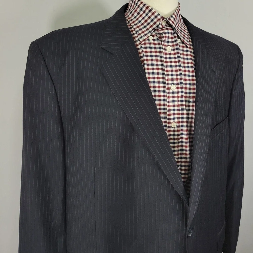 Daniel‎ Cremieux Men's Sport Coat Blazer Two Button Navy Striped Loro Piana 56L